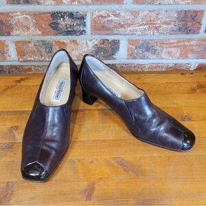 Vtg ValleVerde brown leather heel made in‎ Italy women's size 37.5 shoes Us 7.5